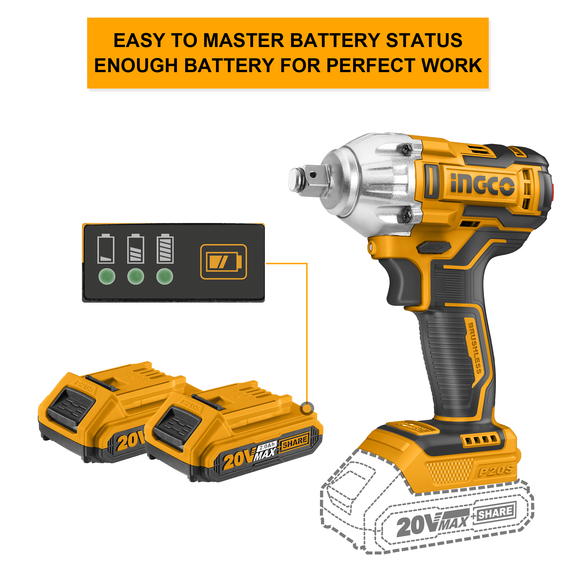 Ingco cordless clearance impact wrench